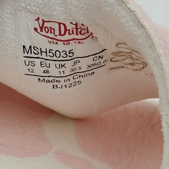 Von Dutch Slide Sandals Mens Size 12 Pink Cow Print Logo Slip On Shoes MSH5035 - Picture 6 of 9